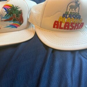 Lot If 2 Vintage  Trucker Hard White Alaska Mesh Just Cruising Clean